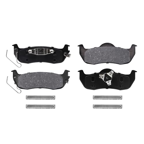 Image of Detroit Axle - Rear Ceramic Brake Pads w /Hardware Kit for 2006 2007 2008 | 2009 2010 Commander