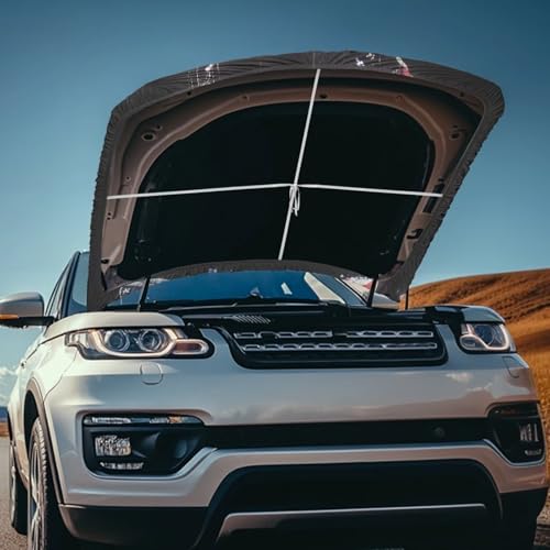 Image of Butterfly US Flag Car Hood Covers for Automobiles, Forget-Me-Not Flower American Flag Car Bonnet Banner Can be Washed Suitable for Most Vehicles Sedans Trucks SUVs