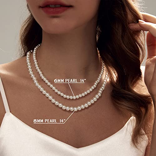 Image of Zeffy Pearl Necklace 4MM /6MM /8MM Dainty Round Imitation Pearl Choker Necklace Wedding Pearl Necklace Delicate Jewelry for Women Simple Bridesmaid Jewelry Gifts