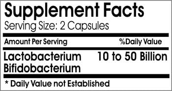 All Natural Probiotic 10 to 50 Billion Live Probiotic Cultures ~ 100 Capsules - No Additives ~ Naturetition Supplements