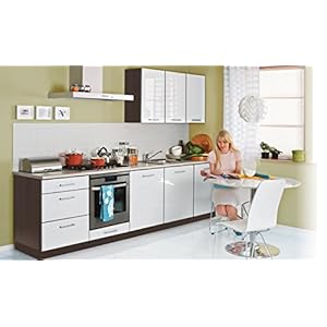 FIWODO.de – Dein Möbelwerk im Internet Einbauküche 300cm Weiss Hochglanz lackiert – ERWEITERBAR – Küche günstig Küchenzeile