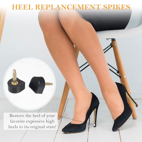 Image of 24 Pairs Heel Caps for High Heels High Heel Tips Replacement High Heel Caps Protectors Heels Tips 7 /8 /9 /10 /11 /12mm Heel Cap Cover Shoe Replacement Dowels Shoe Heel Repair(Black Apricot)