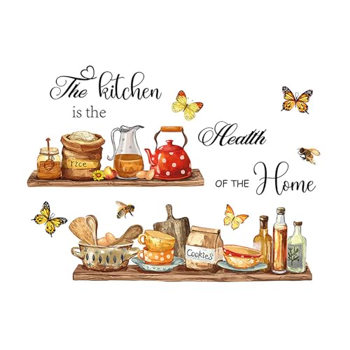 SEABABOO Adesivo Da Parete Per Cucina Sticker Decorativi Da Muro Cucina Adesivi Da Parete Farfalla Stoviglie Da Cucina Sticker Decalcomania per Cucina Sala Da Pranzo Armadio Parete (30x90CM)