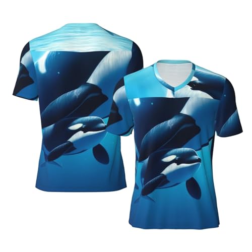 Stylish Athletic Sports Jersey Killer-Whale-Sea Men's Rugby Jersey 3X-Large Black