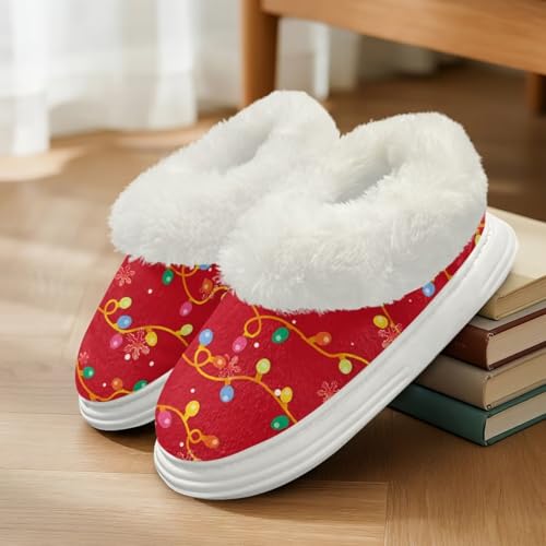 Christmas Theme Warm Comfy Memory Foam Slippers for Women Flannel Platform Slippers for Indoor Outdoor2