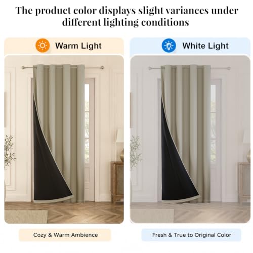 Image of HOKIPO Midnight True Blackout Curtains 7 Feet Long 1 Panel, Taupe