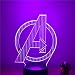 Produktbild Film Captain America Abzeichen Logo Superheld 3D LED Nachtlicht USB Tischlampe Kinder Geburtstagsgeschenk Nachtzimmer Raumdekoration
