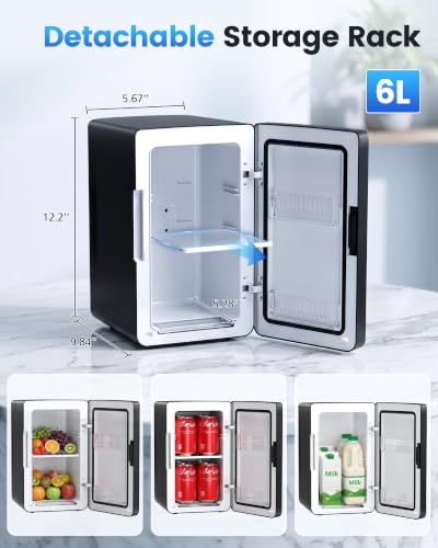 Image of Electactic Mini Fridge, 6L /8Can Portable Small Refrigerator for Bedroom