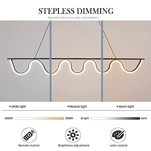 Ayfes 30W Led Tri-Color Light Pendant Light, Modern Linear Metal Chandelier, Creative Adjustable Height Hanging Lamp, For Kitchen Dining Room Living Room Bar Lighting #TOP4