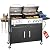 3 Burner Propane Gas and Charcoal Grill Combo with Side Burner & Porcelain-Enameled Cast Iron Grates, 37,000 BTUs 685 SQIN Dual Fuel Outdoor BBQ Grill for Patio Garden Picnic Backyard Barbecue Cooking
