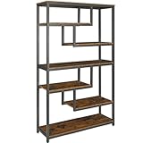 Becko US Bookshelf Bookcase Industrial 7 Tier Bookshelf Vintage Etagere Bookcase with Rustic Finish...