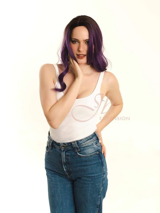 Miniatura 6 de KARL - Peluca rizada de 20 pulgadas de color morado oscuro, sin pegamento, para fiesta, cosplay, Halloween, pelucas para mujeres, pelucas sintéticas