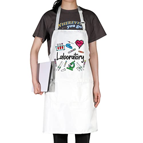 BWWKTOP Avental técnico de laboratório com bolsos avental de laboratório científico semana laboratór