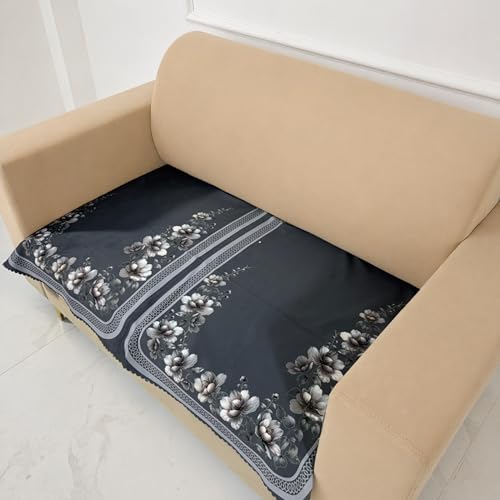Image of Homerz Premium 'Luxe Series' Holland Velvet Sofa Cover | Smooth Finish | Anti-Skid Fleece Backing | Soft Touch Couch Protector for Living Room (Grey, 2 Seater, Only Seat Cover)