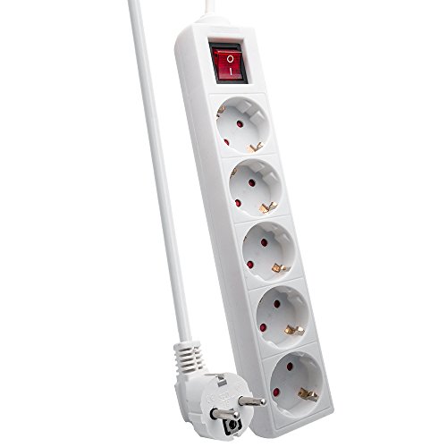 Henweit 5 regleta regleta pared montaje individualmente conmutable con cable 1.5 m de tensión enchufe para Seguridad Infantil