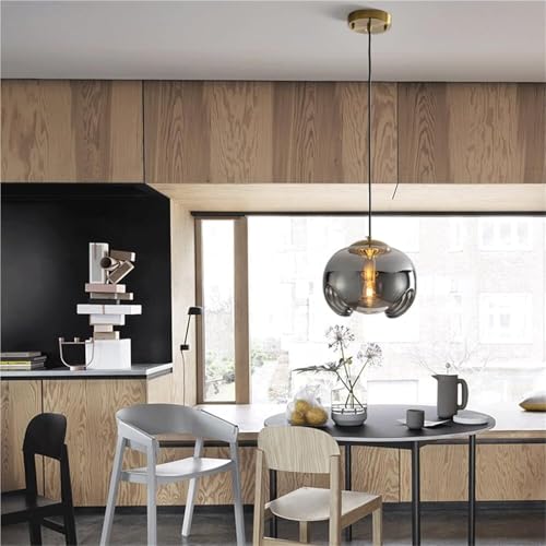 Lustre industriel E27 plafonnier suspendu en verre pour décoration salon