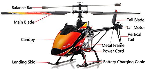 Red and Black Cool Wltoys V913 Large Alloy 70cm 2.4G 4CH RC Remote Control Helicopter with Gyro - Thumbnail 7