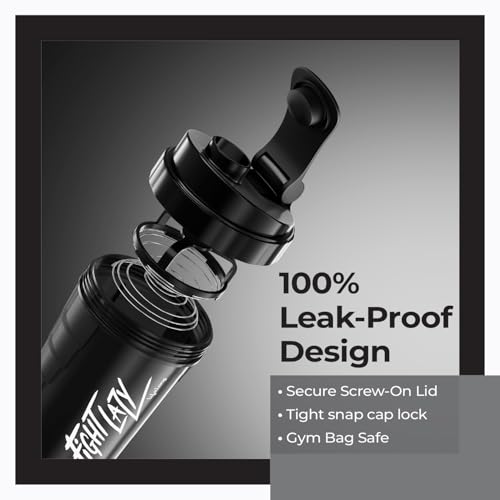 Image of Lifelong Protein Shaker Bottle for Gym | 500 ml Bottle| 2 Storage Compartments for Pre Workout & Supplements| Steel Whisk| Leakproof | BPA-Free Shaker For Gym | Sipper Water Bottle for Adults (Black)