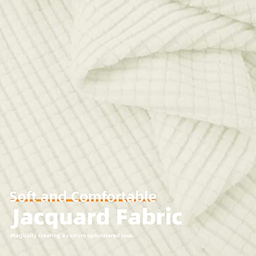 Danabest Super Stretch Jacquard Ottoman Covers Slipcover Rectangle Stool Furniture Protector For Pets,Kids(Ivory,Small Ottoman) #TOP3