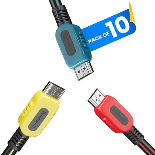 Pacroban HDMI Cable 6 Feet 10 Pack, Ultra High Speed 8K, eARC, 4K 120Hz, HDCP, CL3 Rated...