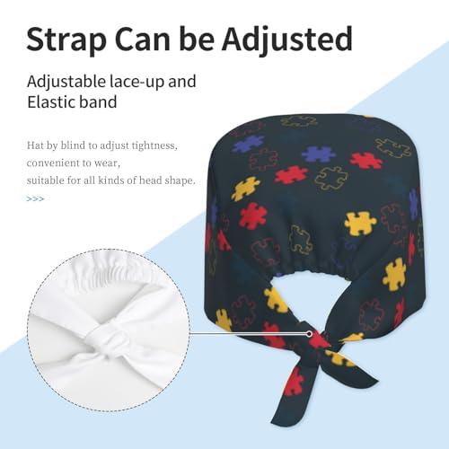 Image of Working Cap Scrub Cap with Sweatband Adjustable Unisex Women Tie Back Hat Nurse Surgical Caps