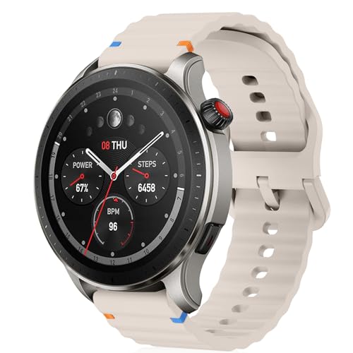 Image of 22mm Silicone Watch Band Compatible with Amazfit T-Rex 3 Pro 48mm /Balance 2 /Balance /Bip 6 /Bip 5 /GTR 4 /GTR 3 /GTR 2 /GTR 47mm, Wavy Replacement Strap for Amazfit Cheetah /Stratos 3 /2s