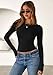 PRETTYGARDEN Womens 2025 Summer Fall Long Sleeve Shirts Ribbed Knit Fitted Basic Tee Going Out Tops Underscrub Casual Outfits (Black,Medium)
