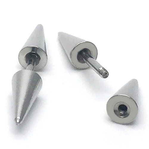 Pair Double Spike Stud Earrings in Stainless Steel for Men and Women3