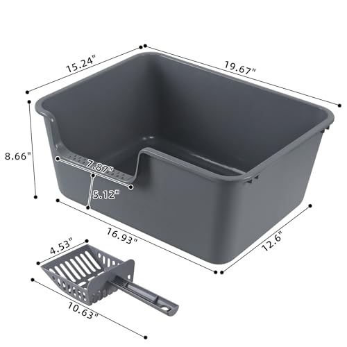 4 cajas de arena para gato de plástico abierto, gris miniatura 5