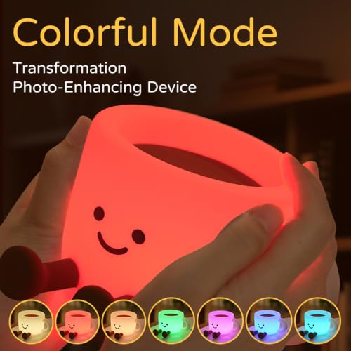 Image of Led Coffee Cup Night Light, Dimmable Timer Nursery Kawaii Lamps, Super Squishy Silicone USB Rechargeable Touch Control Night Lamp, Used for Camping Party Room Decor (Coffee Cup)