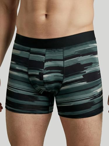Image of TECHNOSPORT Men's Colorblock Trunks Underwear with ElastoLITE 4 Way Stretch Lightweight Breathable Moisture Wicking Soft Anti Odour Anti Microbial Comfort Fit Boxer Briefs Innerwear for Men