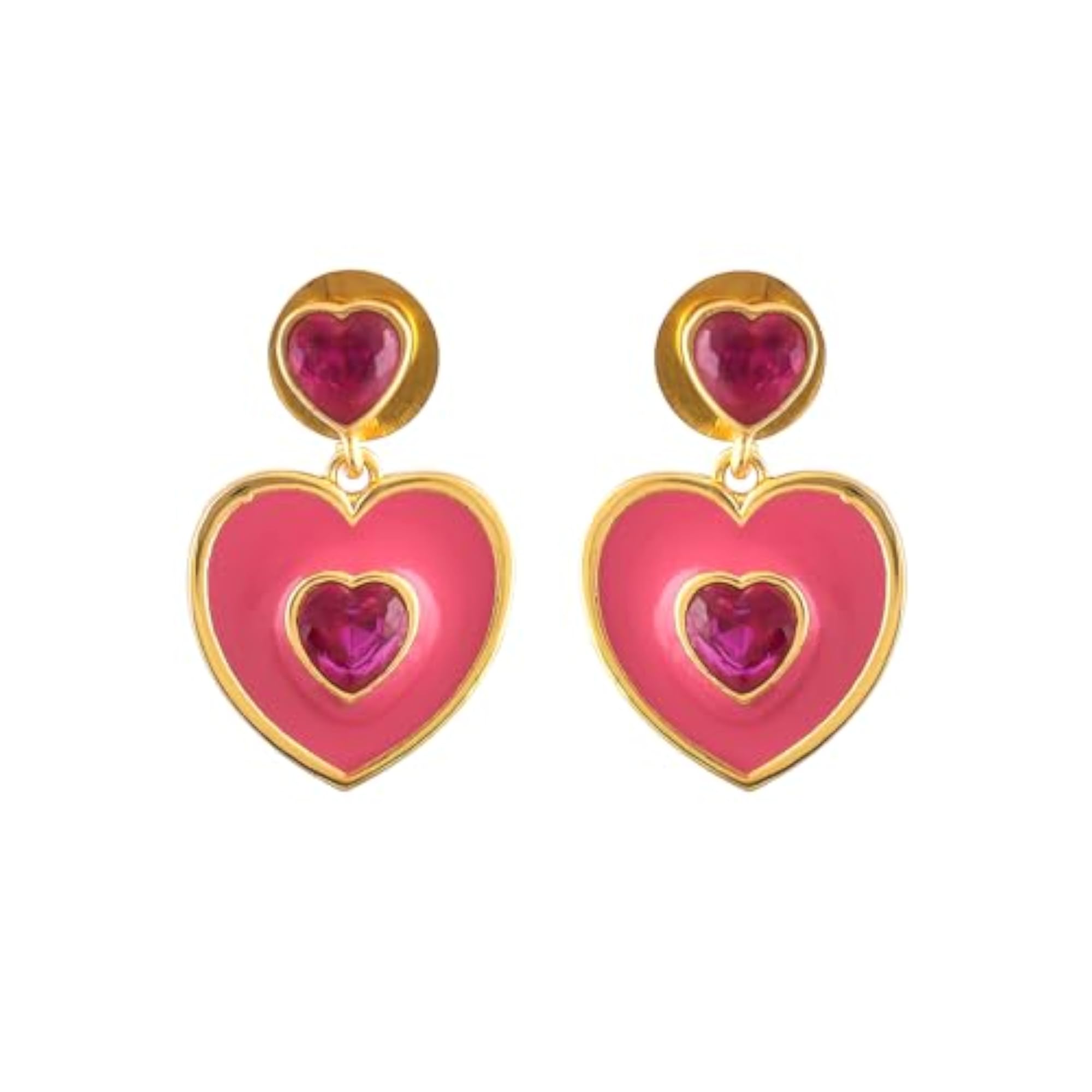 Pink Heart Drop Earrings Gift For Her Valentines For He