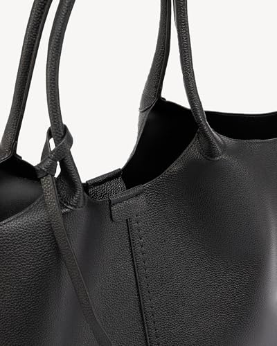 Image of NEWBELLA Tote Bag for Women, Vegan Leather Crossbody Shoulder Bag, Top Handle Satchel Purse for Work, Travel, Daily Use (Black-Tote)