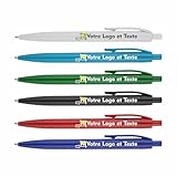 Générique Lot de 100 Stylos Publicitaires Personnalisés avec Logo et Texte – Stylo à Bille en Couleur – Impression UV Haute Qualité – Idéal pour Entreprises, Événements, Mariages et Cadeaux (Blanc)