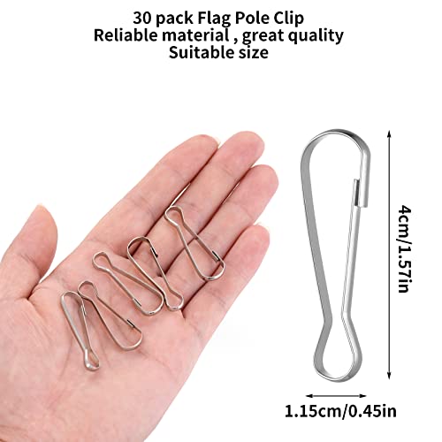 Cobee Flag Pole Clip, 30pcs Stainless Spring Clips Hooks for Grommeted Flag Flag Pole Snaps Hook - Image 2
