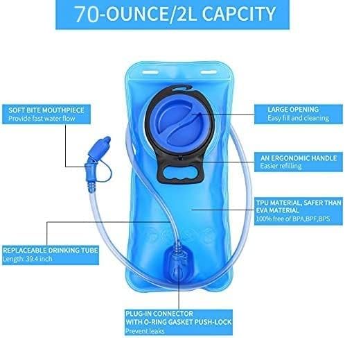 Poche à Eau 2L VESHENGA - Réservoir Hydratation Portable Sans Goût Pour Randonnée, Vélo, Camping - Valve Anti-Fuite