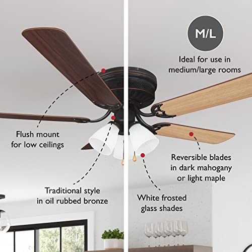 Image of Design House Millbridge Hugger Ceiling Fan, 52 inch, Oil Rubbed Bronze | , Ceiling Mount, Traditional, Steel, Fans, 157388-ORB