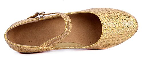 Honeystore Women's Soft Ground Mary Jane Glitter Dance Shoes4