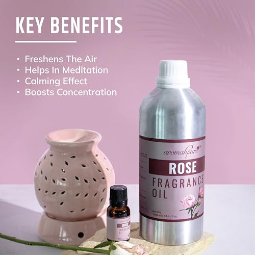 Image of Aromahpure Rose Aroma Oil | 1 Liter Undiluted & Natural | Long-Lasting Scent for Aromatherapy, Candle & Soap Making, Diffusers, Room Freshener, Humidifier, Bathroom Revitalizer & Home Essentials