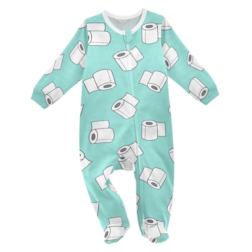 Dussdil Toilet Paper Baby One-Piece Footies Newborn Rompers Pajamas Cotton Footed Pjs for Sleep Play Boys Girls 9M
