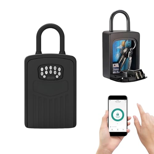 Smart Digital Lock Box for Key, APP Control Bluetooth Wireless Key Lock Box Wall Mounted Door Hanging, Remote Access Digital Safe with Code for Outdoor, Large Storage