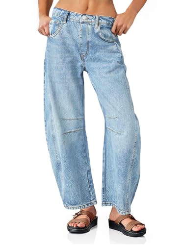 PLNOTME Women's Baggy Boyfriend Jeans Vintage Wide Leg Mid Rise B...