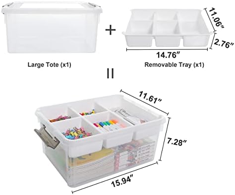 17 QT Plastic Storage Box with Removable Tray Craft