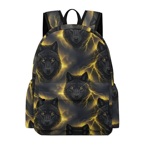 Sac à dos loup noir et or au design imprimé unique et ultra léger