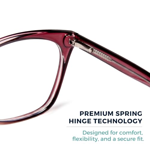 Image of 2SeeLife Large Cat Eye Reading Glasses For Women - Medium-Wide Faces, Durable Frame, Spring Hinges, Oversized Cateye Readers