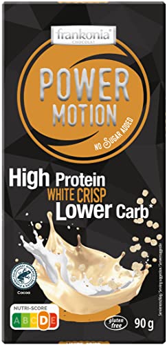 frankonia CHOCOLAT POWER MOTION no sugar added - High Protein Lower Carb White Crisp Chocolate, 90 g