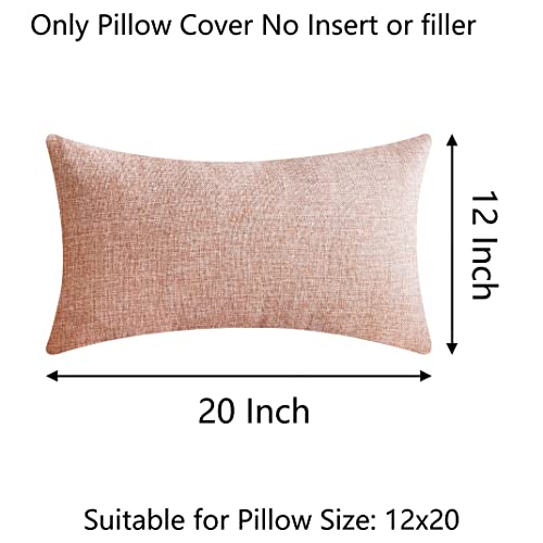 Demetex Pink Linen Pillow Covers 12 X 20, Decorative Pillowcases Set Of 2, Rectangle Throw Pillow Covers For Couch Bedroom Girls Room, 12X20 Inch, Light Pink #TOP3