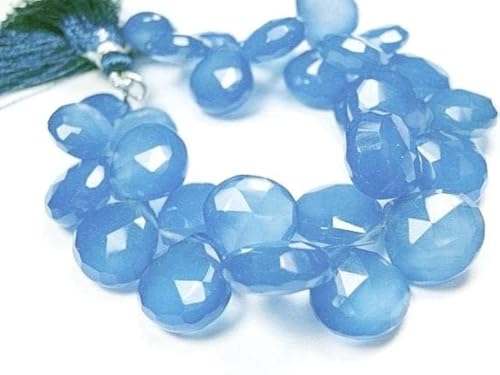 Calcédoine bleue en briolette facettée de 12mm pour bijoux de luxe - 2