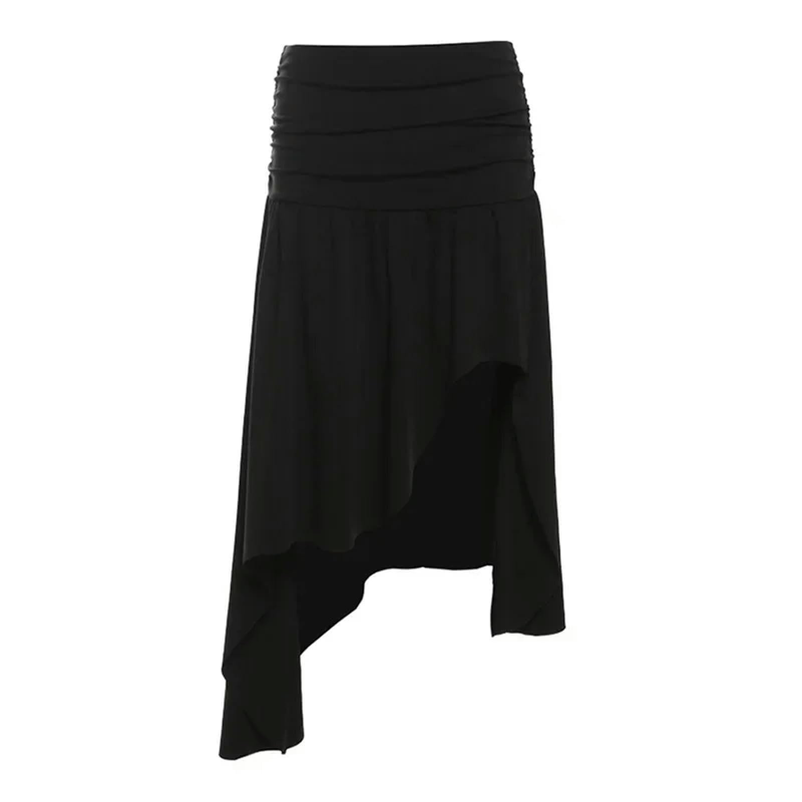 Gonna Lunga Donna Gonna Nera Irregolare Vintage Streeet Punk Gothic Sexy Goth Harajuku Abbigliamento alla Gonna Carino-Nero-l