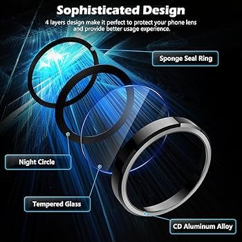 Image of FabeKee Tempered Glass Camera Lens Protector For realme 16 pro 9H Hardness, Full Coverage Anti Scratch Camera Metal Ring Black